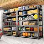 6 Tier Metal Garage Shelving Unit 82" H Storage Shelves Adjustable Heavy Duty Utility Rack Shelf Organizer Units and Storage Rack Renter Friendly Black Shelves