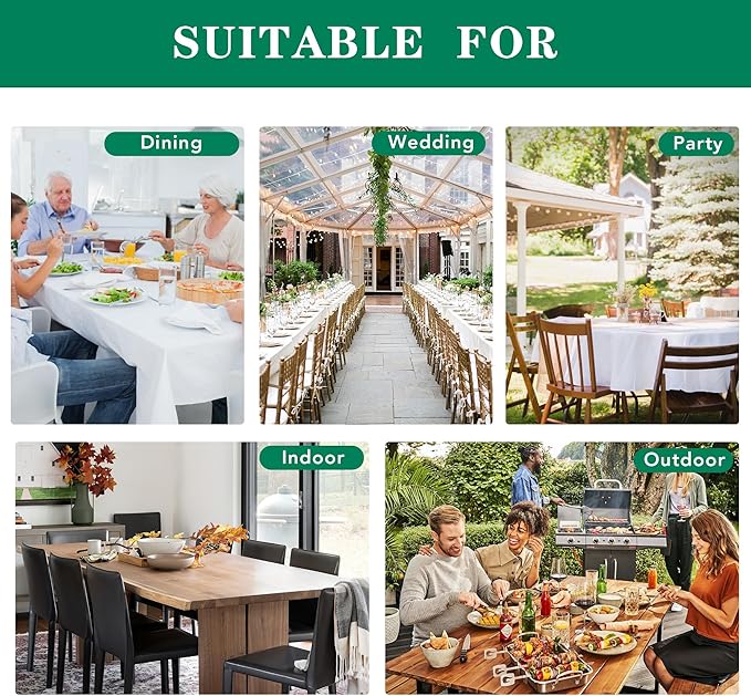 Biscaynebay Textured Fabric Tablecloths 70x120 Inches Rectangular, White Water Resistant Tablecloths for Dining, Kitchen, Wedding and Parties etc. Machine Washable