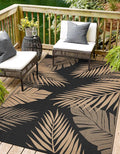 Outdoor Rug 8’x10’ Waterproof for Patio Clearance, Reversible Indoor Outdoor Plastic Straw Camping Rug Carpet, RV Mat, Large Area Rug for Deck, Backyard, Balcony, Porch, Beach, Black & Brown