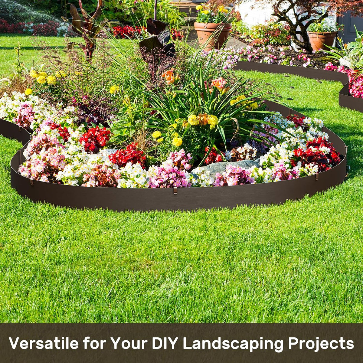AGTEK 78FT Plastic Landscape Edging Coil Kit, 8 inch High Terrace Board Garden Edging Border with 24 Stakes