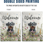 Spring Summer Garden Flag Floral Schnauzer Yard Flag Flower Dog Garden Flags for Outside Small Outdoor Welcome Flags 12x18 Double Sided