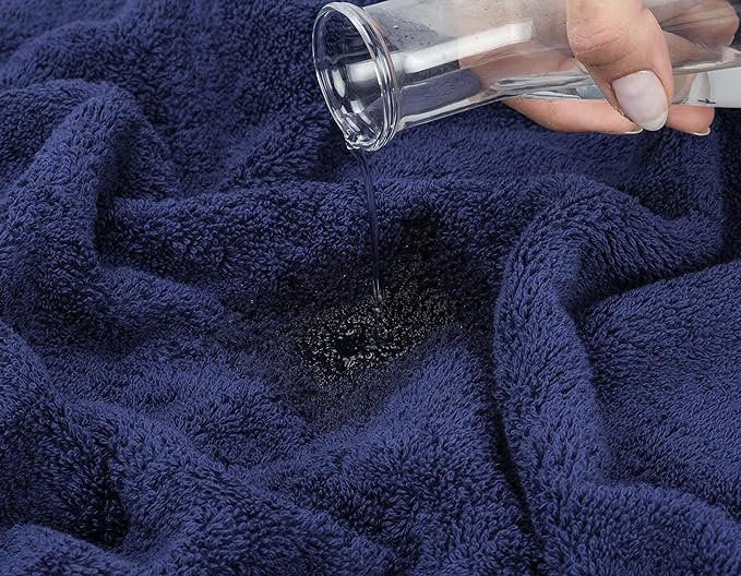 American Soft Linen Luxury Washcloths for Bathroom, 600 GSM 100% Cotton 4 Piece Turkish Wash Cloth Set, 13x13 in Soft Rags for Body and Face, Navy Blue Washcloths