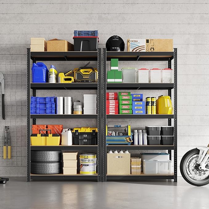Yaheetech Standing Shelf Units, 5 Tier Storage Shelf, Heavy Duty Shelving, Adjustable Garage Shelves, Utility Rack Shelf Unit, Basement Warehouse Shed, 35.5" Wx 16" D x 71" H - Black