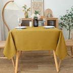 Biscaynebay Textured Fabric Christmas Square Table Cloth 70x70 Inches, Gold Water Resistant Tablecloths for Dining, Kitchen, Wedding and Parties etc. Machine Washable