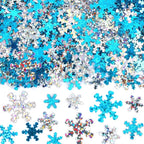 MARFOREVER Winter Snowflake Confetti Decorations, White Blue Glitter Confetti Snow Scatter Sequins for Winter Wonderland Frozen Holiday Baby Shower Party Table Decor Supplies