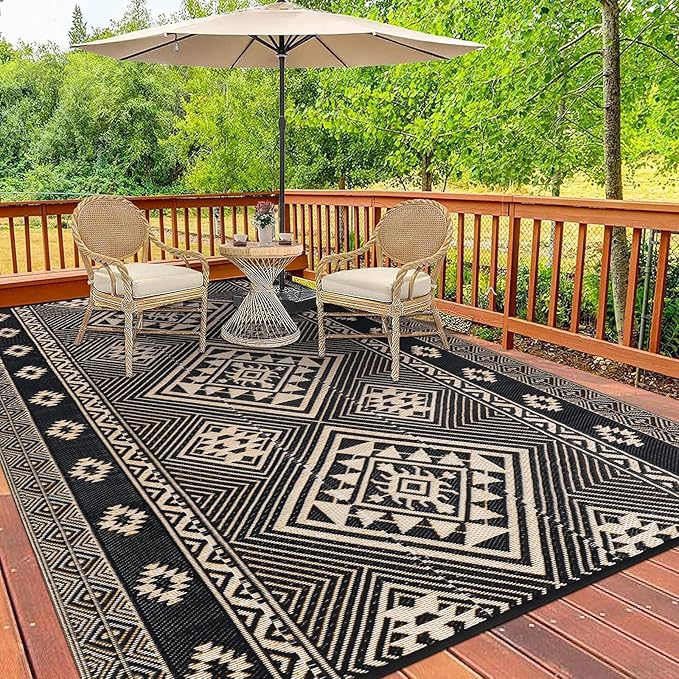 HiiARug Outdoor Rug 5'x7' Outdoor Plastic Straw Rug Waterproof Patio Mat Camping Rug Reversible RV Mat Outdoor Area Rugs for Outdoors, RV, Patio, Backyard, Deck, Camping