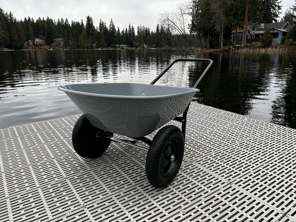 GARDEN STAR Two Wheel Poly Tray Wheelbarrow, 5 Cubic Foot, Gray/Black, Easy Assembly