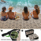 Wallona Outdoor Rugs 5x8 ft Patio Waterproof Clearance Indoor Outdoor Carpet for Patio Plastic Straw Reversible Area Rugs Mat for RV, Camping, Balcony, Beach, Picnic, Porch, Brick Black & Beige