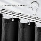 84 inch Long Waffle Textured Fabric Shower Curtains, 256GSM Heavy Duty Weighted Shower Curtains, Hotel Quality Luxury Polyester Bathroom Curtain with 12 Hooks, 72Wx84H