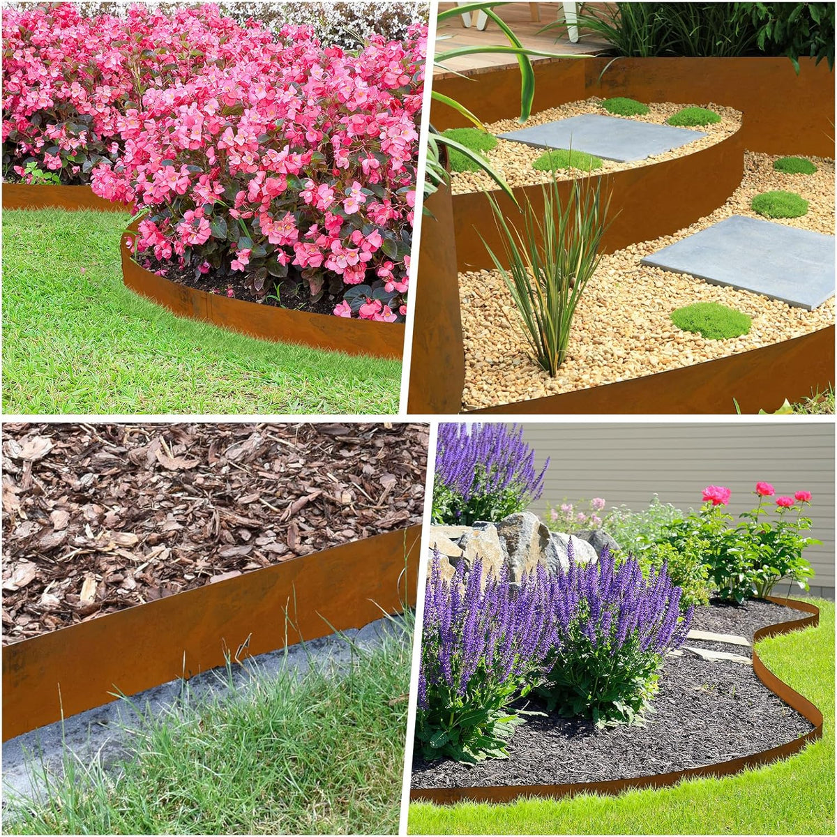 Metal Landscaping Edging, 6Hx40L-Inch Cor Ten Steel Landscape Edging with 6 Clips and Gloves, 6-Pack Unique Rust-Finish Edging, for Enhanced Garden, Yard, Park, Lawn