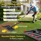 Lawn Leveling Rake: Anti Flipping 17" x 10" Stainless Steel Lawn Ground Leveler for Soil, Heavy Duty Grass Top Soil Dressing Leveling Rake, Home Lawn,Golf Field,Yard Landscaping Tool, 60” Long Handle