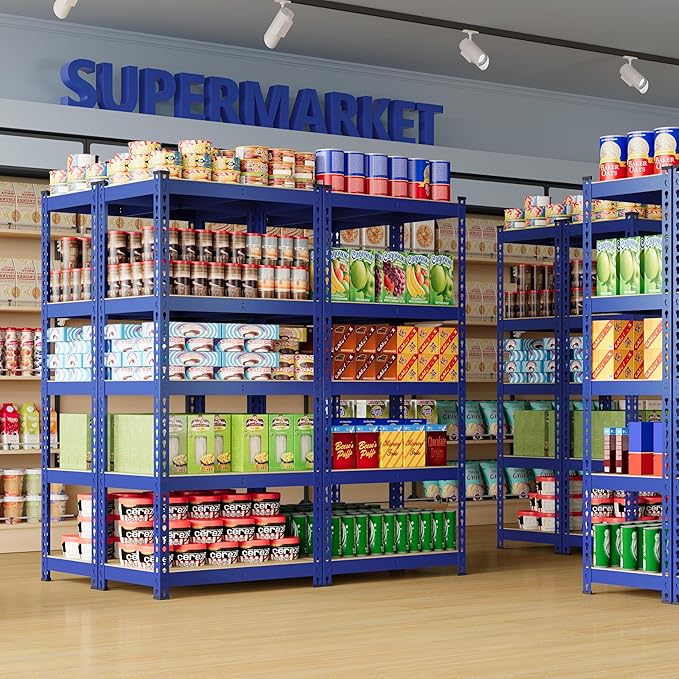 Yaheetech Storage Shelves 5 Tier Garage Shelving Heavy Duty Garage Shelves Adjustable Metal Shelving Unit Utility Rack Industrial Shelving for Warehouse Pantry Closet, 27.5" W x 12" D x 60" H, Blue