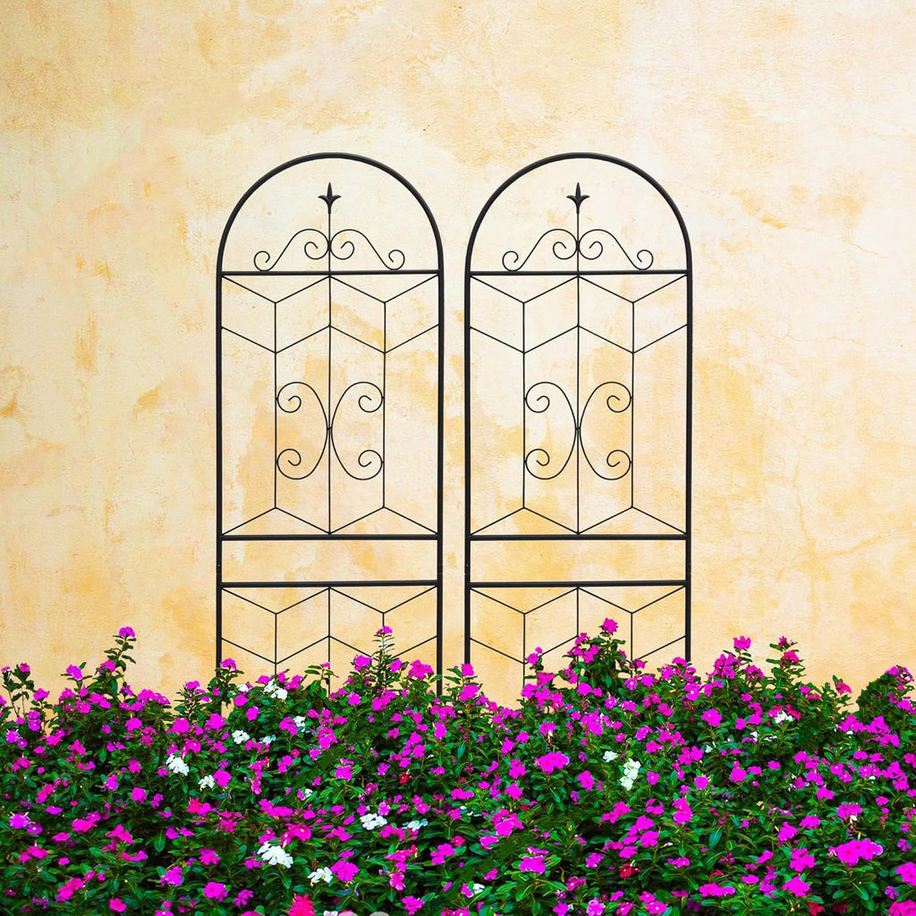 2 Pack 71x20in Garden Trellises with Black Metal Coating, Trellis for Climbing Plants Outdoor, Roses, Vines, Flowers, and Vegetables.