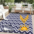 OLANLY Waterproof Outdoor Rug 5x8 ft Clearance, Reversible Outdoor Plastic Straw Rug, RV Mat, Indoor Outdoor Carpet for Patio, Camping, Balcony, Deck, Backyard, Navy & White
