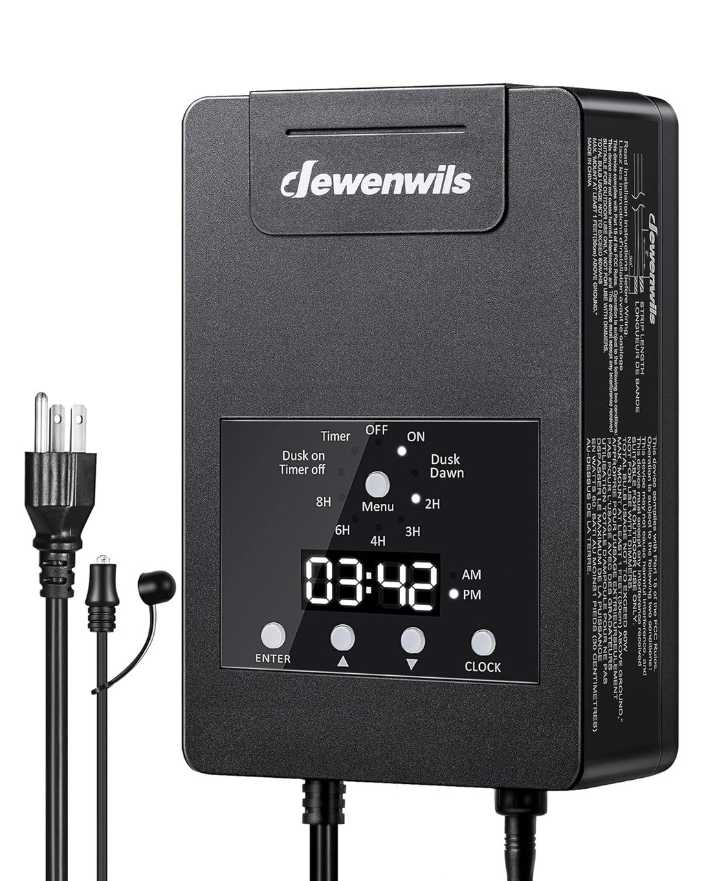 DEWENWILS 120W Low Voltage Transformer with Photocell Sensor & Timer, 120V AC to 12V DC, Weatherproof Landscape Lighting Transformer for Spotlights, Garden Lights, Steplight, Billboard…