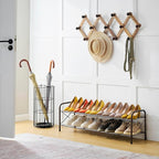 Hoctieon 2 Tier Shoe Rack for Closet, Durable Mesh Style Shoe Rack, Entryway Shoe Shelf, Shoe Storage Organizer for Hallway, Bedroom, Living Room, Wardrobe, Brown