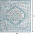 Unique Loom Outdoor Traditional Collection Area Rug - Valeria (10' Square, Aqua/ Ivory)