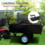 GarveeLife Utility Trailer, ATV Steel Garden Trailer, 750 Lbs 15 Cu.Ft. with Removable Sides, Pneumatic Tires and Quick Dump Pull Back, Heavy Duty Lawn Mower Trailers for Lawn Mowers, Tractors, Farm