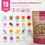 Organo Republic 19 Annual & Perennial Wildflower Seeds Mix for Indoor and Outdoors, Attract Bees & Butterflies. 100,000+ Non-GMO, Heirloom Wildflower Garden Seeds, 4oz Packet for Growing Wild Flowers