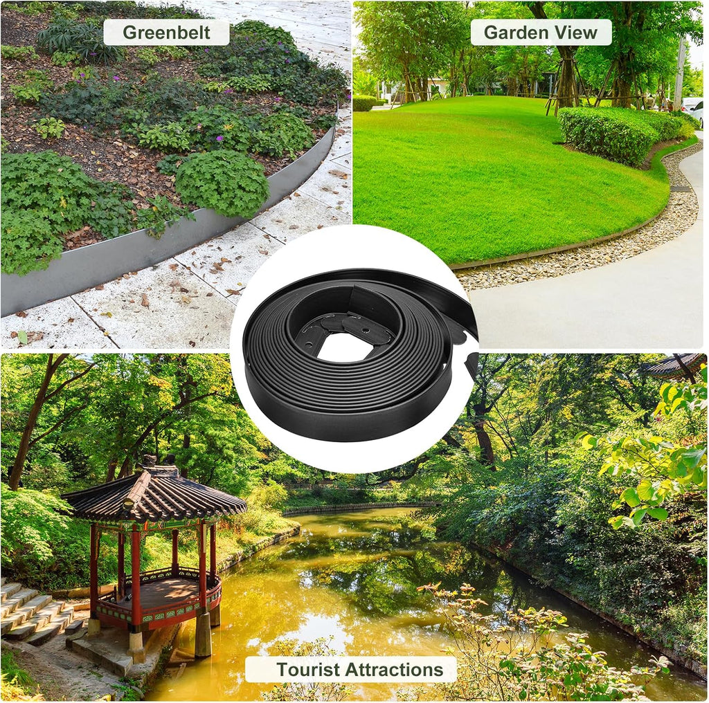 uxcell Landscape Edging, 1Pcs 40FT x 2" - No Dig Garden Edging Kit with 36 Stakes, Landscape Edging Border for Garden Lawn Flower Bed Yard Grass (Black)
