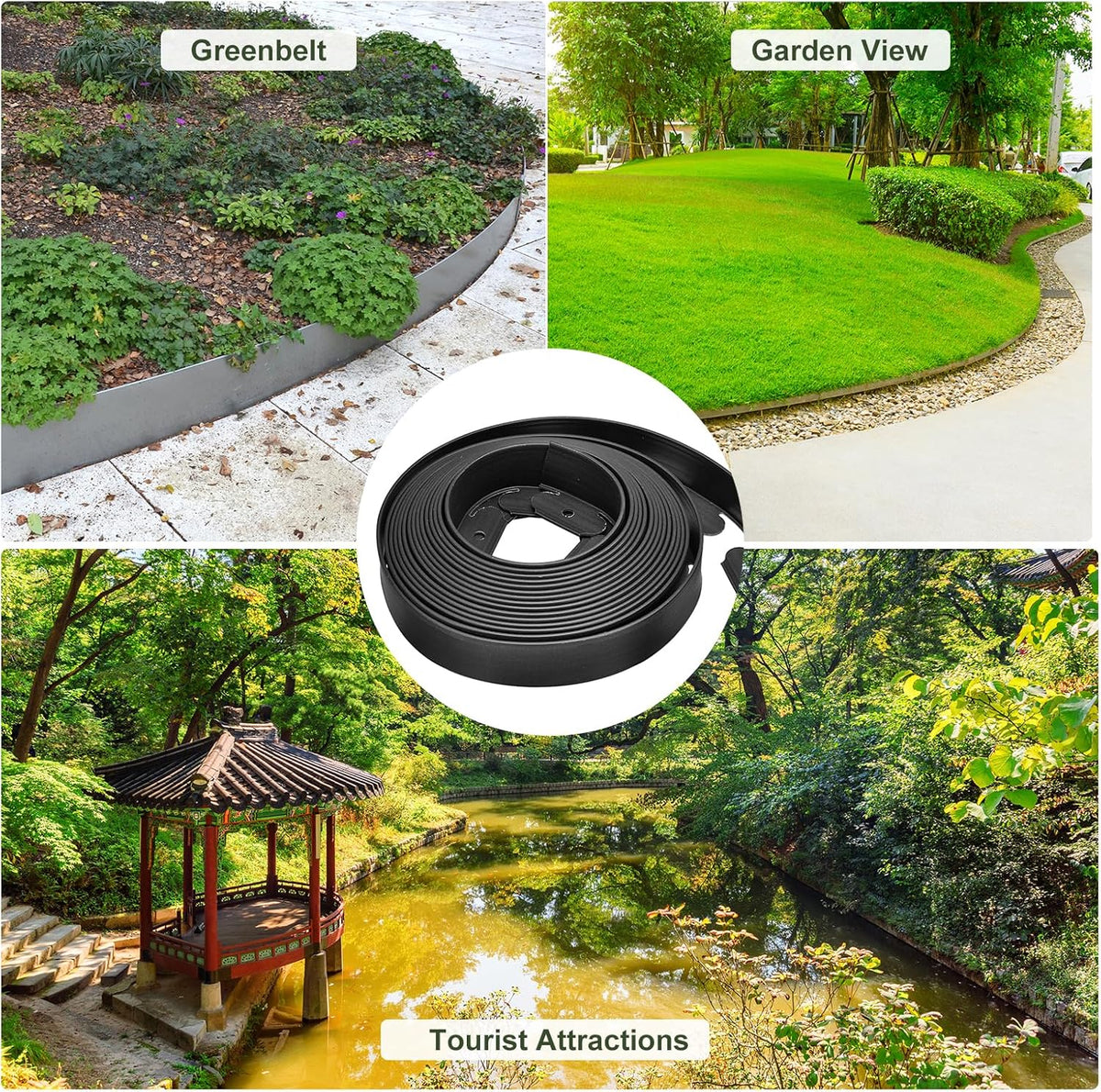 uxcell Landscape Edging, 1Pcs 40FT x 2" - No Dig Garden Edging Kit with 36 Stakes, Landscape Edging Border for Garden Lawn Flower Bed Yard Grass (Black)