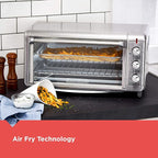 BLACK+DECKER Crisp 'N Bake Air Fry Countertop Convection Toaster Oven, XL Capacity, 8-Slice, 5-in-1, Fits 9” x 13” pan,12” Pizza, 60-Min Timer, Bake, Broil, Air Fry, Toast, Keep Warm, Stainless Steel