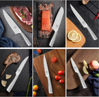 imarku Knife Set, 14PCS Knife Sets for kitchen with block, One-Piece Kitchen Knife Set with Built-in Sharpener, Stainless Steel Chef Knife Set with Lightning Stripes Handle, Dishwasher Safe(Black)