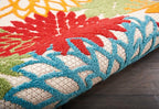 Nourison Home Aloha Indoor/Outdoor Green 2' x 6' Area Rug, Tropical, Botanical, Easy Cleaning, Non Shedding, Bed Room, Living Room, Dining Room, Deck, Backyard, Patio (2x6)