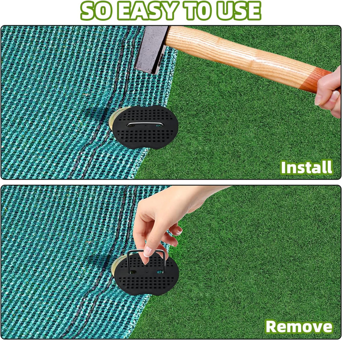 100 Pack 6 Inch Landscape Staples & 100pcs Fixing Gasket Sets, Garden Stakes Galvanized Steel Fabric Pins Heavy-Duty U Shape Sod Turf Pins for Ground Weed Fabric Barrier, Orchard, Yard, Tents