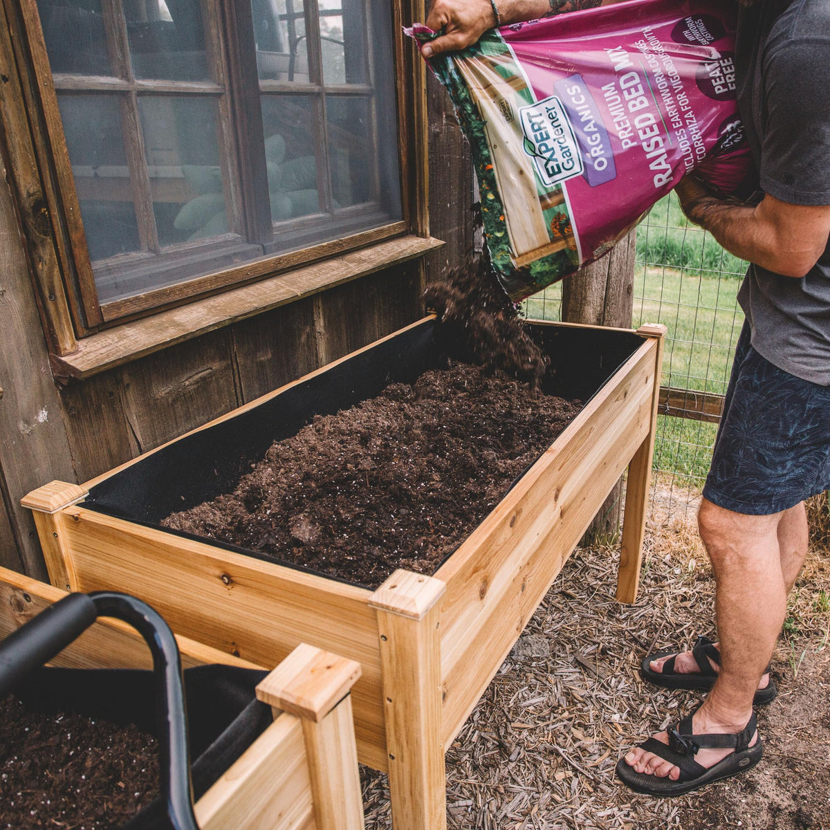 Backyard Expressions Wooden Raised Garden Bed|Elevated Planter Box with Included Bed Liner|Outdoor Vegetable, Flower, and Herb Gardening (4' x 2')