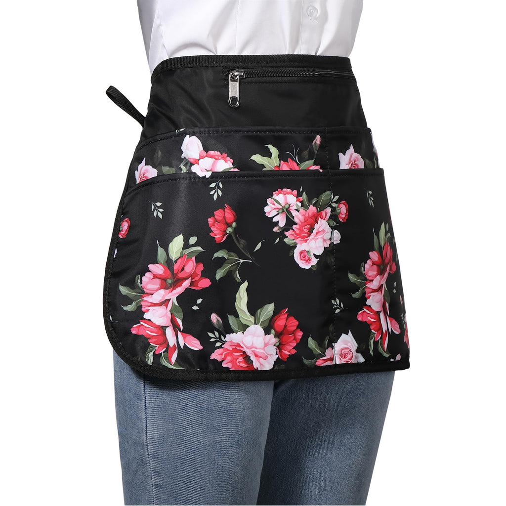 Bafelia Garden Apron for Women with 6 Pockets,Half Florist Apron (Peony)
