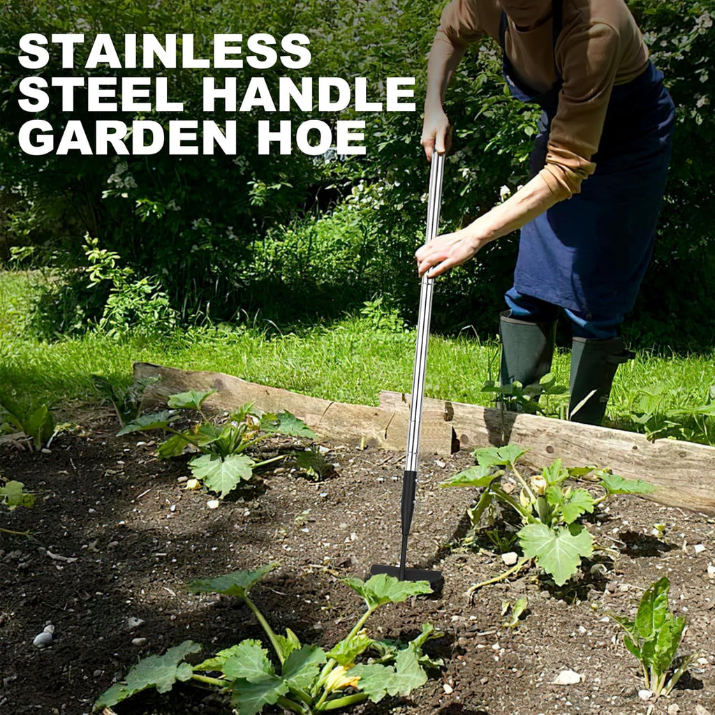 Triangle Garden Hoe, Carbon Steel Push-Pull Weeding Tool, Equipped with 57.5" Stainless Steel Long Handle – A Long-Handle Weeder for Digging, Weeding, Hoeing and Loosening Soil