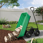 6 Cu.Ft. 1200Lbs Garden Cart Dump Wagon, Heavy-Duty 4 Wheel Wheelbarrow Yard Cart with 13-Inch All-Terrain Wheels, Features A Quick-Release Tipping Function, for Courtyards, Farm and Gardening