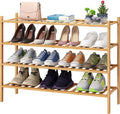 Shoe Rack, 4-Tier Long Shoe Rack for Entryway, Bamboo Wood Shoe Shelf for Closet & Hallway, Long 33IN | Beautiful | Functional | Sturdy | Durable