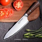 Chef Knife Japanese 8 inch Kitchen Knife, Professional High Carbon Steel 10Cr15Mov Forged Sharp Cutting Chefs Knifes for Meat Vegetable with Bubinga Handle