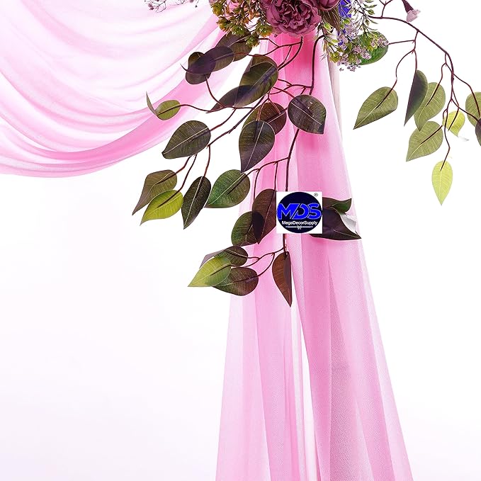 MDS Halloween Chiffon Draping Fabric - 1 Panel, 30" Wide x 20ft Long - Sheer Spooky Arbor & Canopy Drapery for Haunted House Backdrops, Party Ceilings, DIY Costumes & Themed Events - Bubblegum Pink