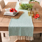 DII Woven Basic Tabletop Collection Chevron Table Runner, 15x72, Teal