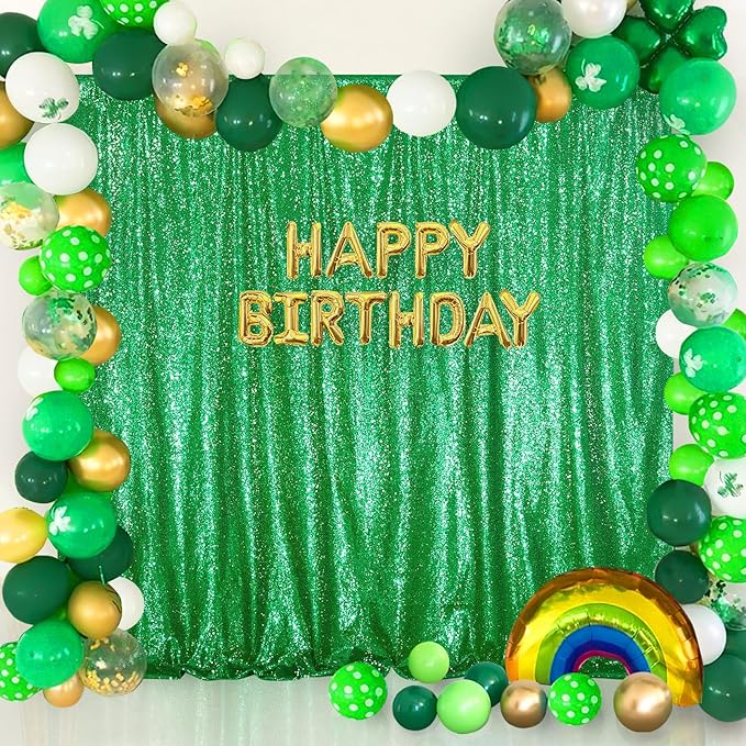 Dark Green 10ftx10ft Sequin Backdrop Curtain Glitter Christmas Background Drapes Sparkle Photography Backdrop for Party Bridal Birthday Decoration
