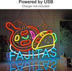 CNBEYOUNG Fajitas Neon Sign, Neon Lights Hanging Wall Art Decoration for Mexican Restaurant Shop Bar Lounge Cafe Kitchen Party Home Decor, USB Powered Ultra Bright Dimmable,15.75x 11.8inches