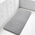 Yimobra Long Bath Mat 44"x24", Super Soft Quick Dry Memory Foam Bathroom Rug, Water Absorbent, Non Slip Backing Machine Washable for Tub Shower, Thick Comfort Support, Gray