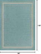 Unique Loom Outdoor Border Collection Area Rug - Soft Border (8' x 11' 4" Rectangle, Aquamarine/ Ivory)