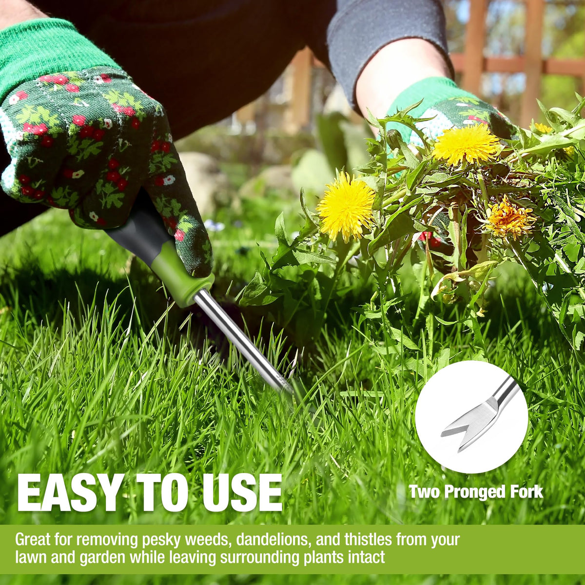WORKPRO 11.5" Dandelion Weeder Puller Tool with Soft Handle