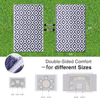 OLANLY Waterproof Outdoor Rug 5x8 ft, Outdoor Plastic Straw Rug for Camping, RV Mat Outside, Indoor Outdoor Carpet for Porch, Deck, Backyard, Balcony, Picnic, Navy & White
