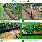 Landscape Edging Border No Dig - 100FT 2IN Tall Garden Edging Border with 120 Stakes, Plastic Garden Fence Lawn Edging Flexible for Landscaping, Flower Beds, Yard, Pathway with Connectors