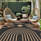 GENIMO Outdoor Rug 8' x 10' Waterproof for Patio Clearance, Reversible Lightweight Plastic Straw Camping Carpet, Large Area Rugs Mats for Rv, Backyard, Deck, Porch, Picnic, Balcony, Mix-Black & Brown