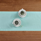 Solino Home Cotton Linen Table Runner 48 Inches - Pastel Turquoise Hemstitch Table Runner 14 x 48 Inch Ideal for Dresser and Coffee Tables