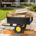 Garvee Heavy Duty Tow Behind ATV Trailer Steel Dump Cart 500 LB, 10-Cubic Feet Capacity Garden Utility Trailer with Removable Tailgate for Riding Lawn Mower Tractor