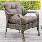 QILLOWAY Outdoor Chair Cushion for Patio Furniture, Waterproof Patio Cushions Set of 4 with Ties, Fade Resistant Replacement Pads for Outdoor Rocking Chairs,Tan,Grey