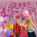 Pink Tinsel Foil Fringe Curtains Wavy Backdrop for Parties Sparkle Metallic Wavy Foil Fringe Backdrop Curtain for Party Decorations Photo Booth Props for Birthday Graduation Wedding