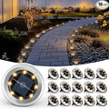 PATIOWIN Mini Solar Ground Lights, 16 Pack Solar Powered Pathway Lights, Waterproof Outdoor Light for Garden, Driveway, Walkway, Backyard, Patio (Warm White)
